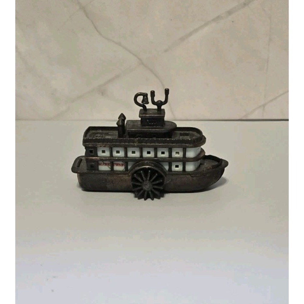 Miniature Vintage Die Cast Metal Mark Twain Steam Boat Pencil Sharpener